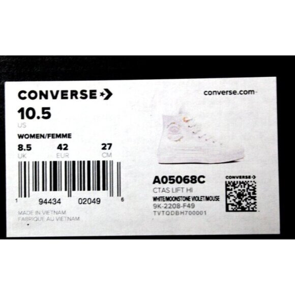 Converse Women Shoes Chuck Taylor All Star Lift Hi Top A05068C White Sz 10.5 - Picture 2 of 16